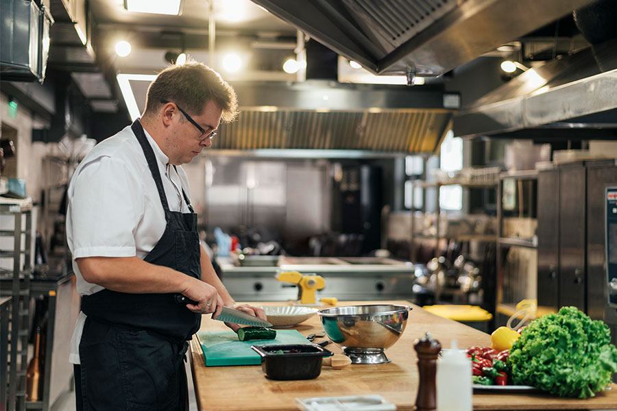 kitchen preparing vegetables